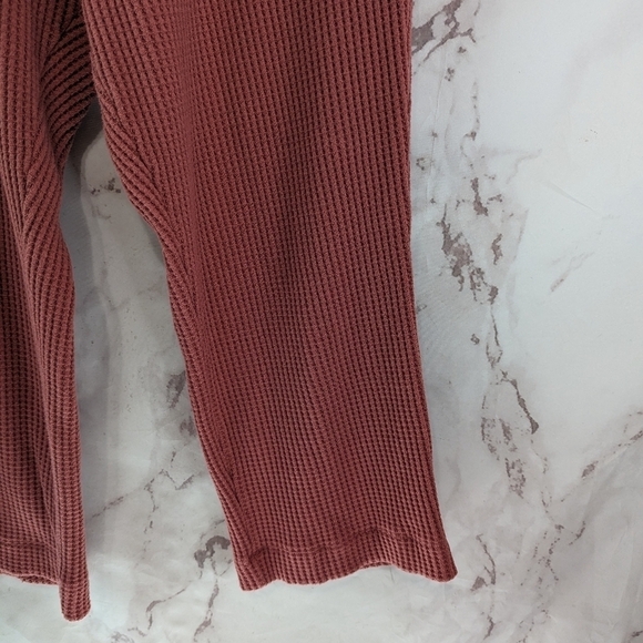 Champion Pants Womens 2X Pink Waffle Thermal Knit Wide Leg Crop Sweatpants - Picture 4 of 10